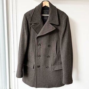 All Saints Wool Tweed Pea Coat (Size 42)